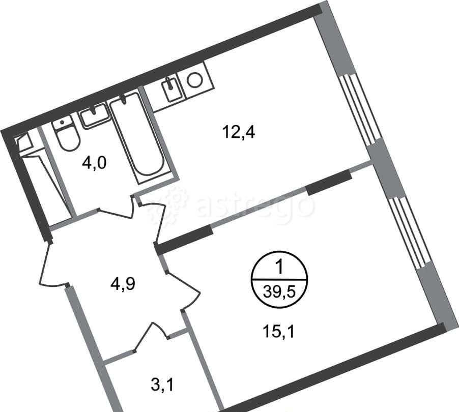 1-комн. квартира, 39 м2, 12/17 эт. Москва - изображение 1