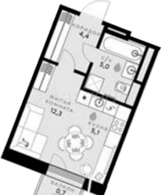 Студия, 27.5 м2, 2/8 эт. Москва - изображение 2