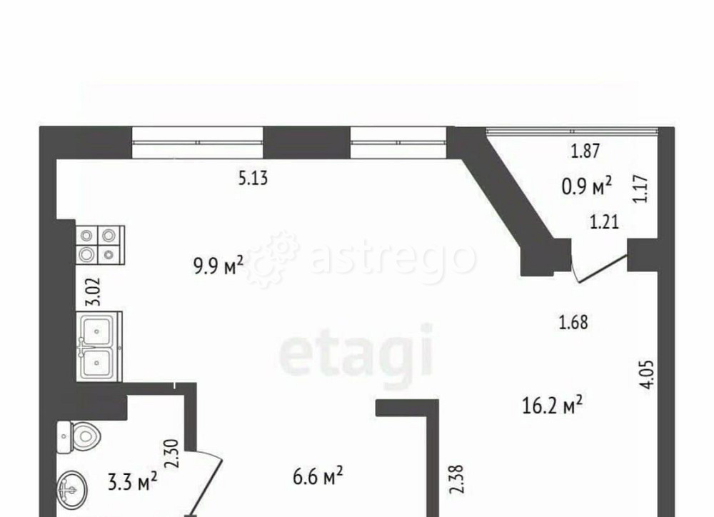 Студия, 36 м2, 2/3 эт. Стерлитамак - изображение 1