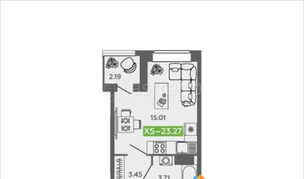 Студия, 23.27 м2, 7/9 эт. Северодвинск - изображение 1