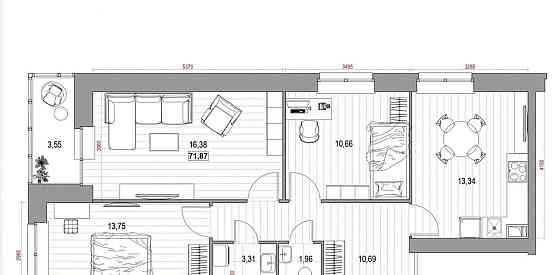3-комн. квартира, 71.87 м2, 12/12 эт. Мирный