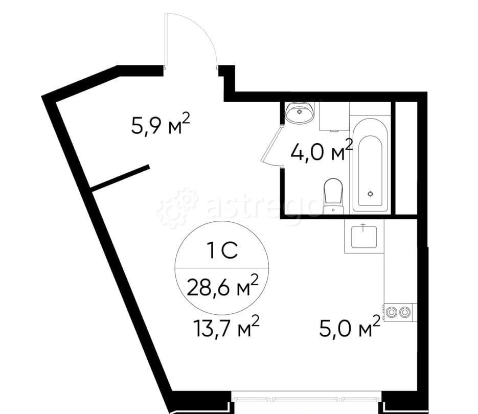 Студия, 28 м2, 2/17 эт. Москва - изображение 1