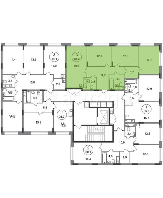 3-комн. квартира, 81 м2, 2/17 эт. Москва - изображение 4