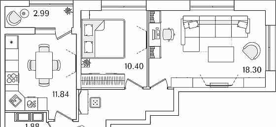 2-комн. квартира, 59.6 м2, 12/22 эт. Санкт-Петербург