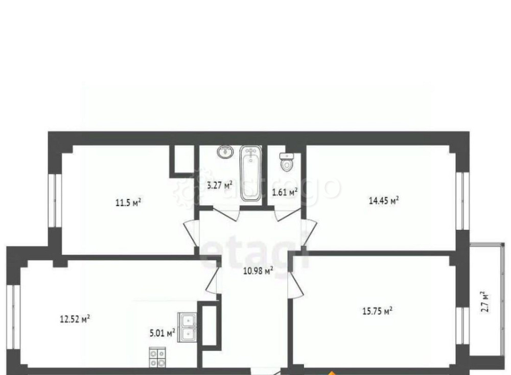 4-комн. квартира, 73.5 м2, 11/14 эт. Архангельск - изображение 4