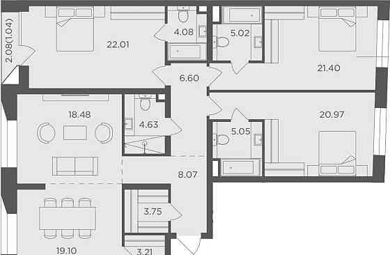 4-комн. квартира, 143.41 м2, 3/16 эт. Москва