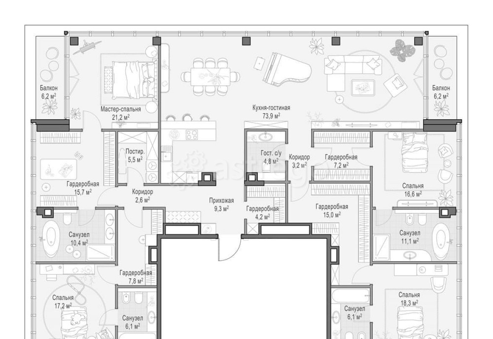 4-комн. квартира, 272.1 м2, 3/9 эт. Москва - изображение 1