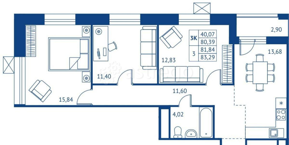 3-комн. квартира, 80.39 м2, 2/22 эт. Королев - изображение 1