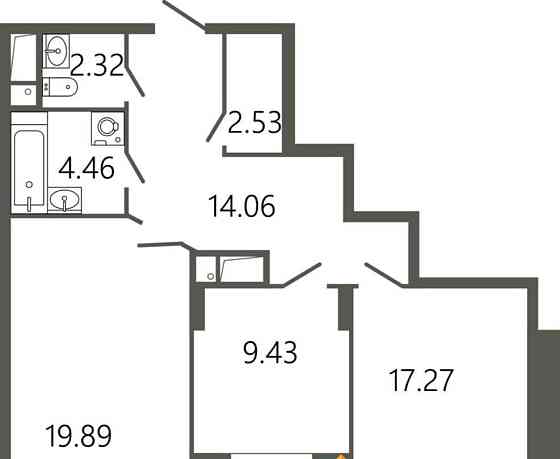 2-комн. квартира, 72.71 м2, 7/17 эт. Подольск