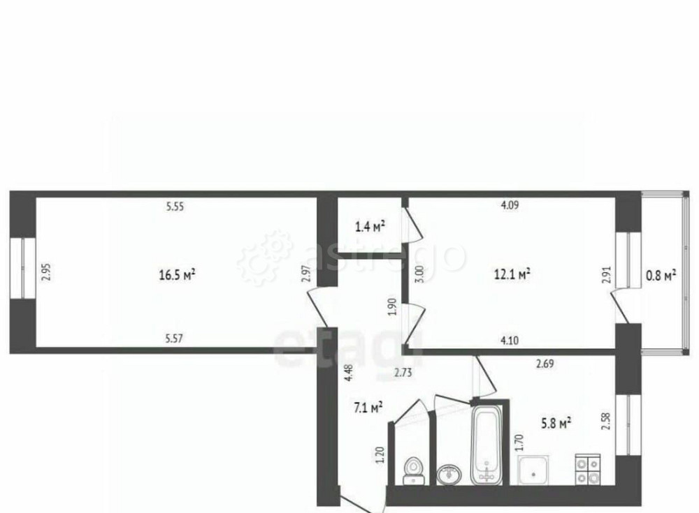 2-комн. квартира, 45.7 м2, 5/5 эт. Стерлитамак - изображение 5