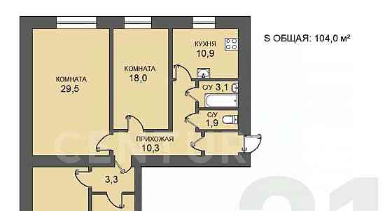 4-комн. квартира, 104 м2, 1/3 эт. Санкт-Петербург