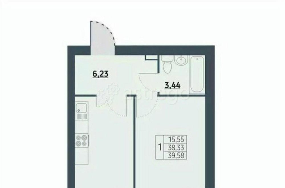 1-комн. квартира, 39.6 м2, 6/9 эт. Красноярск - изображение 1