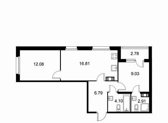 2-комн. квартира, 53.11 м2, 7/9 эт. Санкт-Петербург