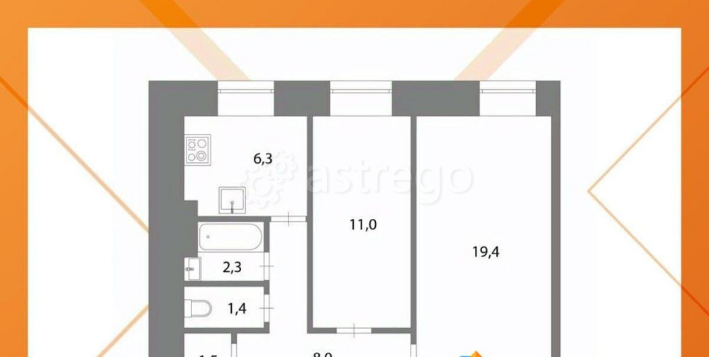 2-комн. квартира, 49.9 м2, 2/4 эт. Санкт-Петербург - изображение 5