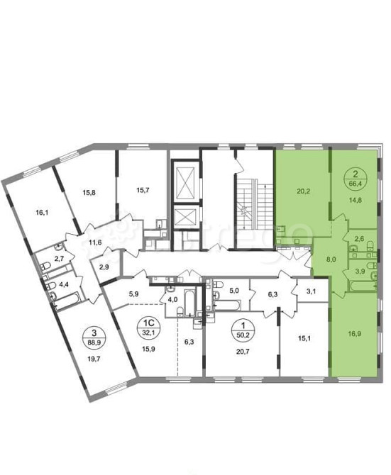 2-комн. квартира, 66 м2, 15/17 эт. Москва - изображение 4