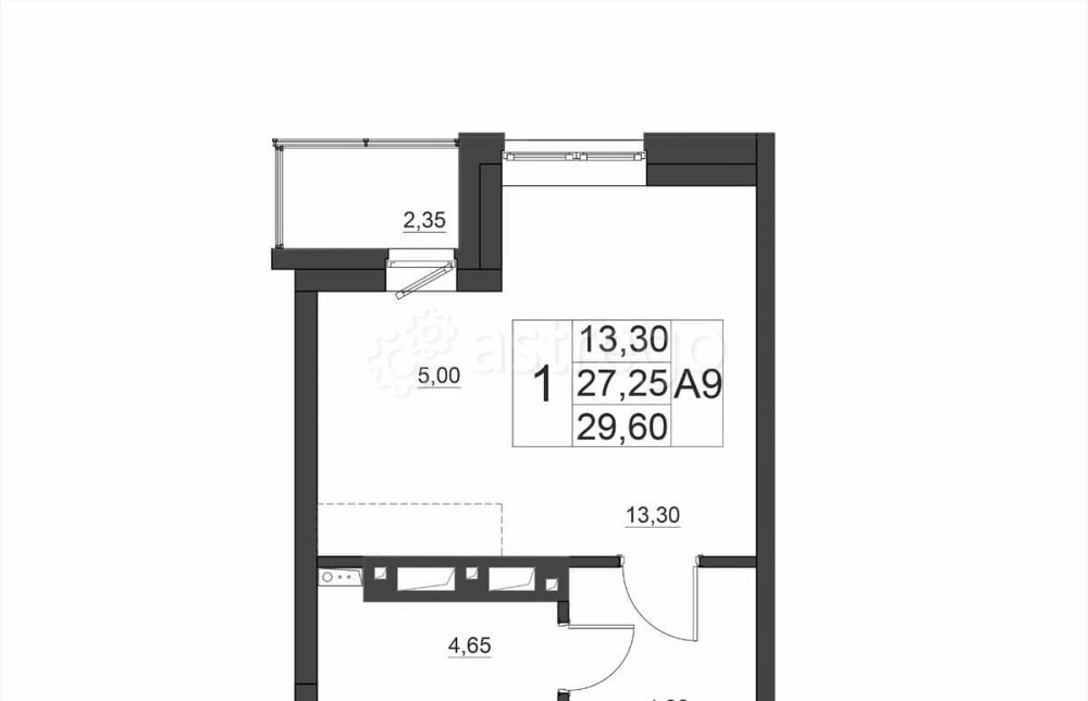 Студия, 29.6 м2, 15/17 эт. Красноярск - изображение 1