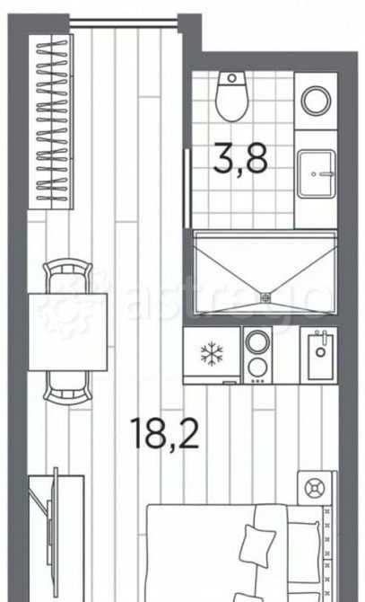 1-комн. апарт-ы, 22 м2, 4/13 эт. Санкт-Петербург - изображение 1
