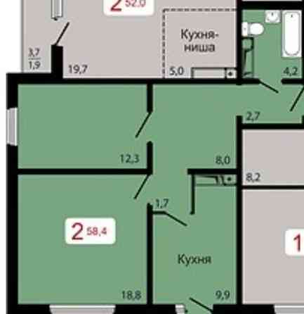 2-комн. квартира, 58.4 м2, 5/17 эт. Красноярск