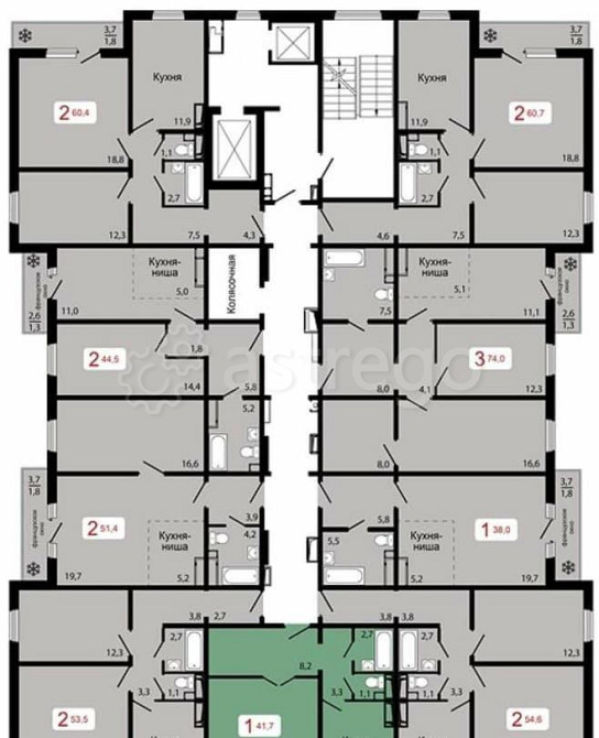 1-комн. квартира, 41.7 м2, 4/17 эт. Красноярск - изображение 2