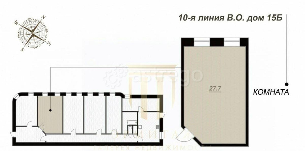 Комната, 27.7 м2, 2/6 эт. Санкт-Петербург - изображение 1