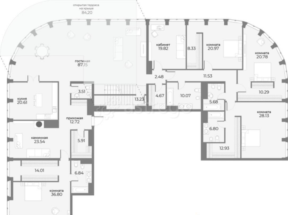 Многокомнатная квартира, 416.16 м2, 20/20 эт. Москва - изображение 1