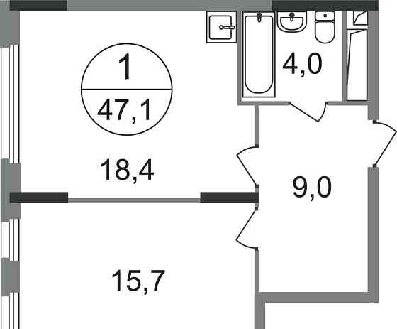 1-комн. квартира, 47 м2, 14/17 эт. Москва