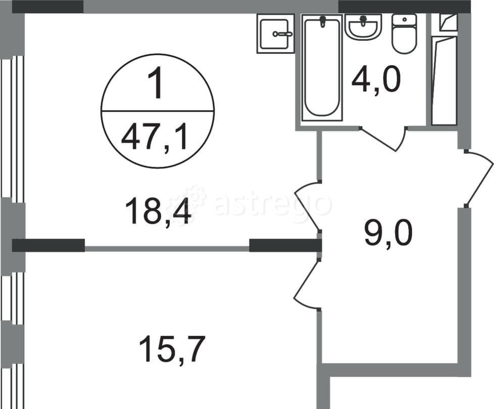 1-комн. квартира, 47 м2, 14/17 эт. Москва - изображение 1