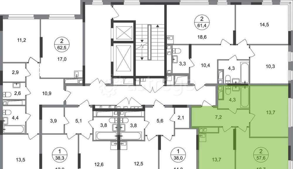 2-комн. квартира, 57 м2, 11/17 эт. Москва - изображение 9