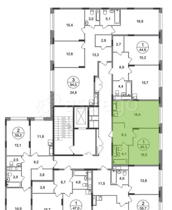 1-комн. квартира, 45 м2, 3/17 эт. Москва - изображение 3