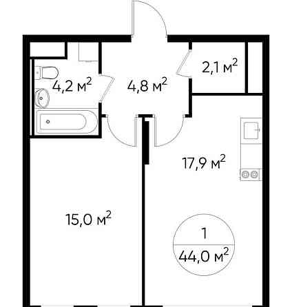 1-комн. квартира, 44 м2, 8/17 эт. Москва