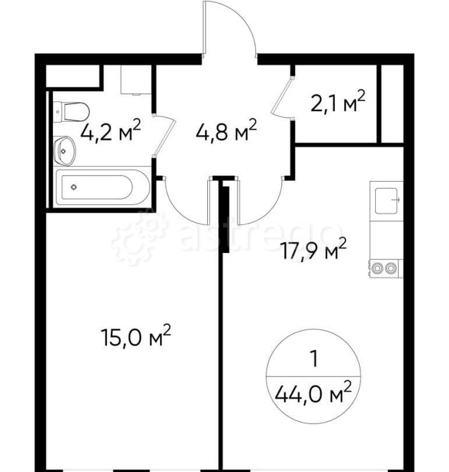 1-комн. квартира, 44 м2, 8/17 эт. Москва - изображение 1