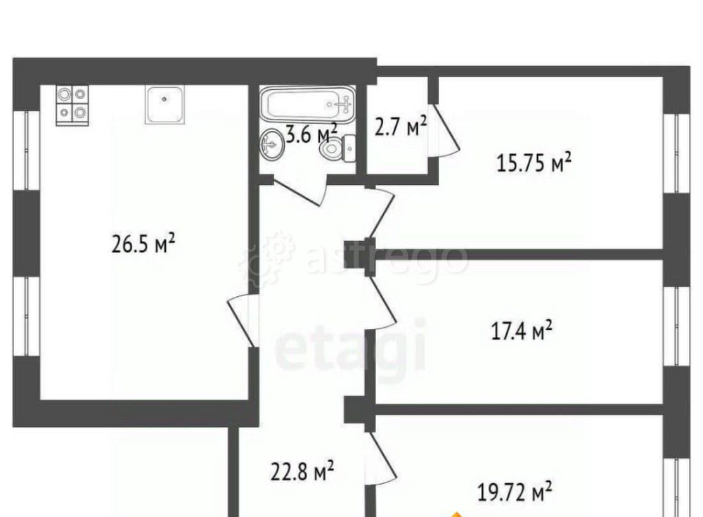 4-комн. квартира, 105 м2, 2/5 эт. Москва - изображение 3