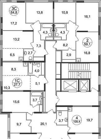 4-комн. квартира, 109 м2, 16/17 эт. Москва