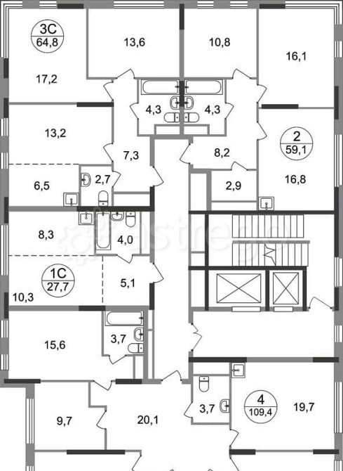 4-комн. квартира, 109 м2, 16/17 эт. Москва - изображение 5