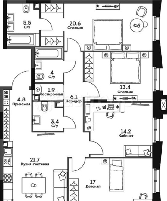 4-комн. квартира, 112.6 м2, 28/28 эт. Москва - изображение 1