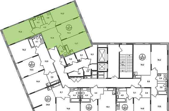 3-комн. квартира, 84 м2, 13/17 эт. Москва