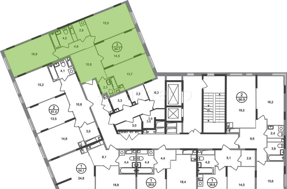 3-комн. квартира, 84 м2, 13/17 эт. Москва - изображение 6