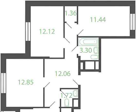 3-комн. квартира, 77.3 м2, 14/25 эт. Котельники