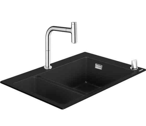 Комбинация кухонная Hansgrohe C51-F635-09 врезная с двумя чашами 180/450 43220000 черный графит Москва