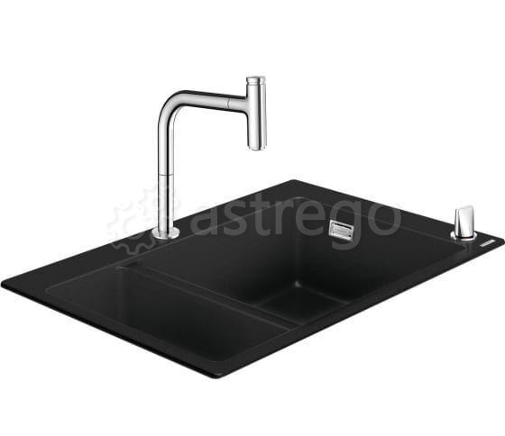 Комбинация кухонная Hansgrohe C51-F635-09 врезная с двумя чашами 180/450 43220000 черный графит Москва - изображение 1