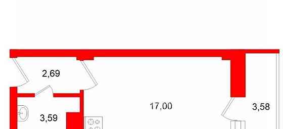 1-комн. апарт-ы, 24.4 м2, 15/16 эт. Санкт-Петербург