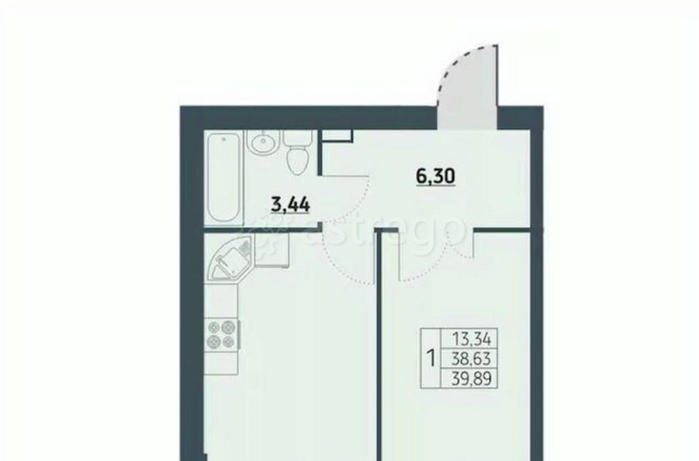 1-комн. квартира, 39.8 м2, 2/9 эт. Красноярск - изображение 1