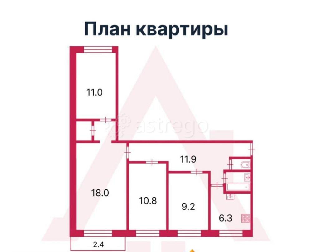4-комн. квартира, 73.5 м2, 8/9 эт. Санкт-Петербург - изображение 1