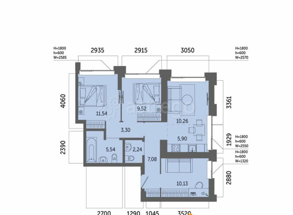 4-комн. квартира, 65.51 м2, 29/32 эт. Уфа - изображение 1