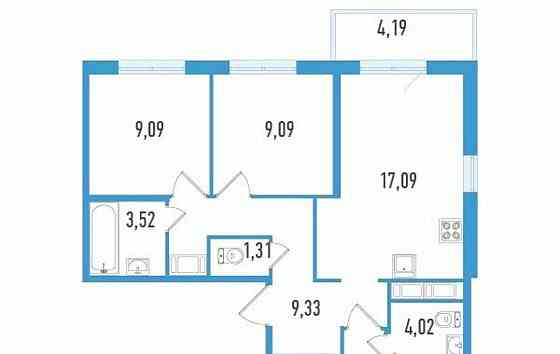 3-комн. квартира, 66.73 м2, 3/12 эт. Санкт-Петербург