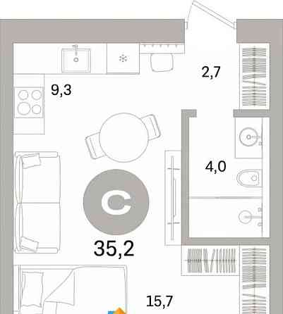 Студия, 35.24 м2, 2/7 эт. Санкт-Петербург