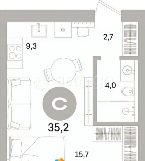 Студия, 35.24 м2, 2/7 эт. Санкт-Петербург - изображение 5