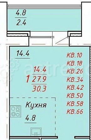 1-комн. квартира, 30.9 м2, 1/9 эт. Новоалтайск - изображение 2