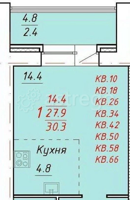 1-комн. квартира, 30.9 м2, 1/9 эт. Новоалтайск - изображение 2