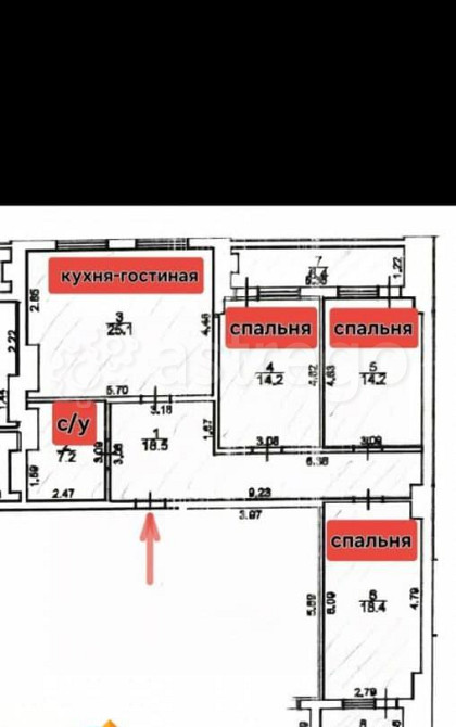 3-комн. квартира, 97.6 м2, 10/17 эт. Астрахань - изображение 3